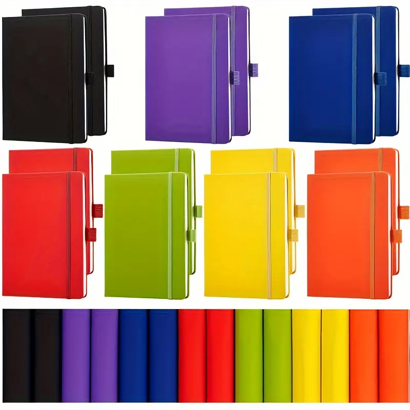 14 Pack Lined Journal Notebooks 5.5 X 8.2 Inch A5 Hardcover Notebook College Ruled Notepad With Pen Holder PU Leather Ruled Lined Notebook Journals For School Business Work Writing (Mixed Color)