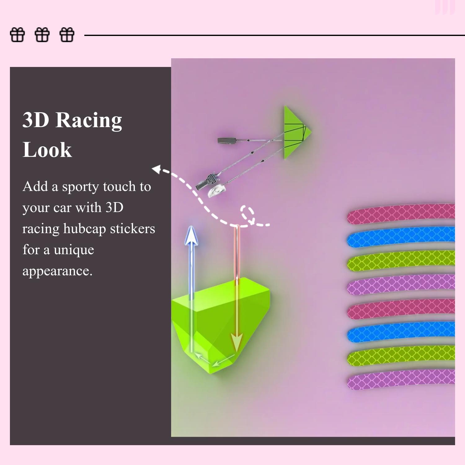 Car Wheel Reflective Stickers, Tire Warning Stickers, 3D Racing Hubcap Stickers, Anti-Collision Tape, Creative Motorcycle Decals, 20 Pieces