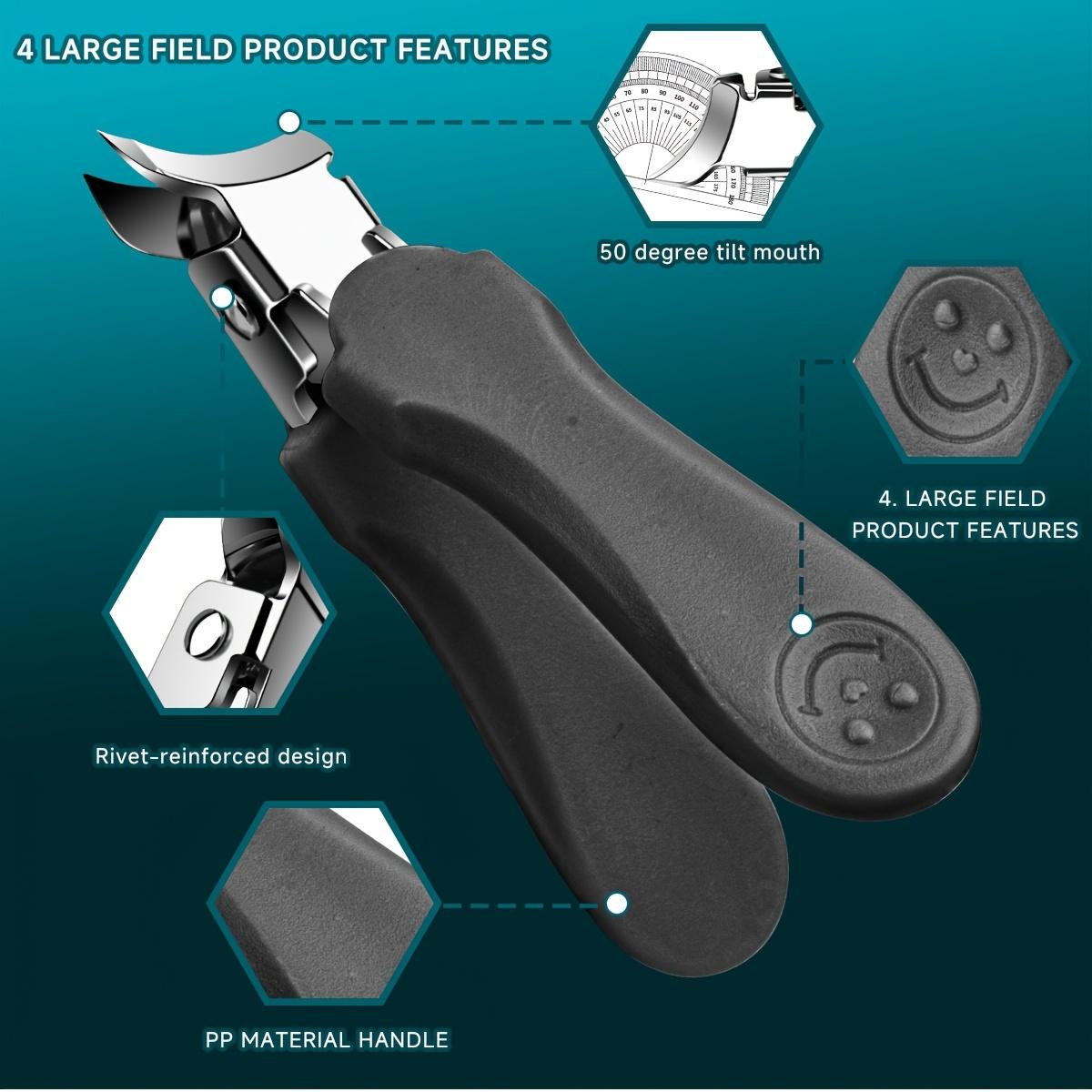 Specialized nail clippers for thick and hard toenails - Large opening anti-splash design, ultra-sharp blades, suitable for embedded toenails, for both home and salon use - Durable structure, nail embedding care, compact storage, classic style, sturdy cons