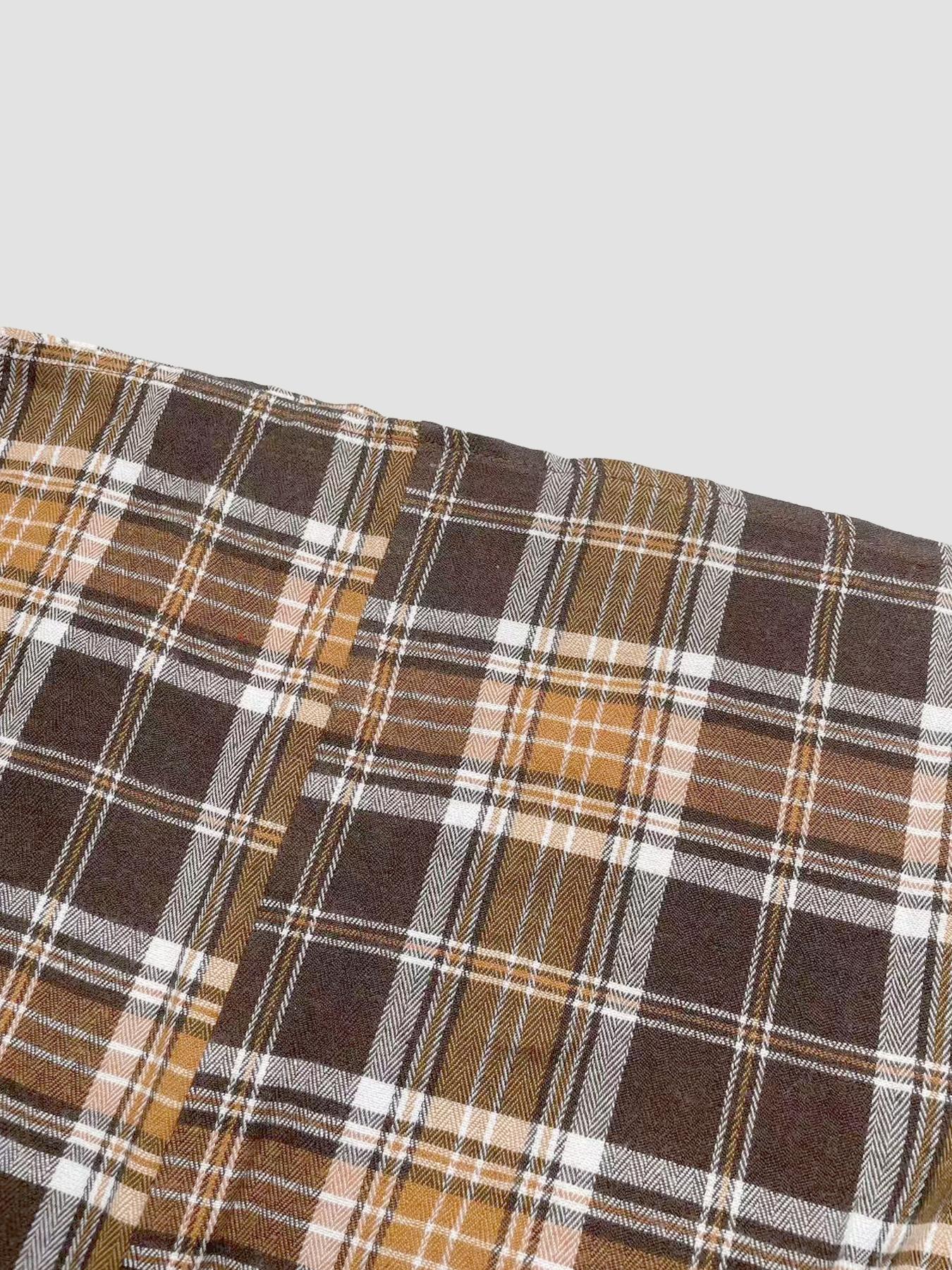 Women's Plaid Woven A-Line Long Dress,flared skirt， Casual Loose Fit Elastic Waist Pocket Design, All-Season Wearable Fashion Skirt