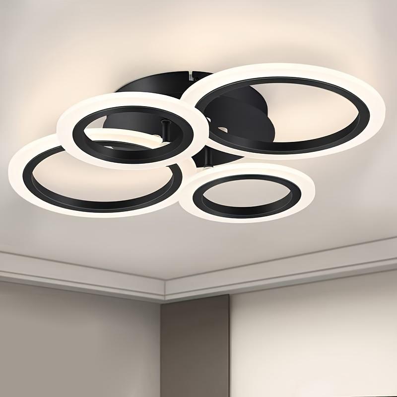 Modern LED Ceiling Light, 4-Light Ring Acrylic Recessed Ceiling Lamp, Living Room Bedroom Kitchen Dining Office Use, Interior Lights, Lighting Fixture, 3000k-6500k