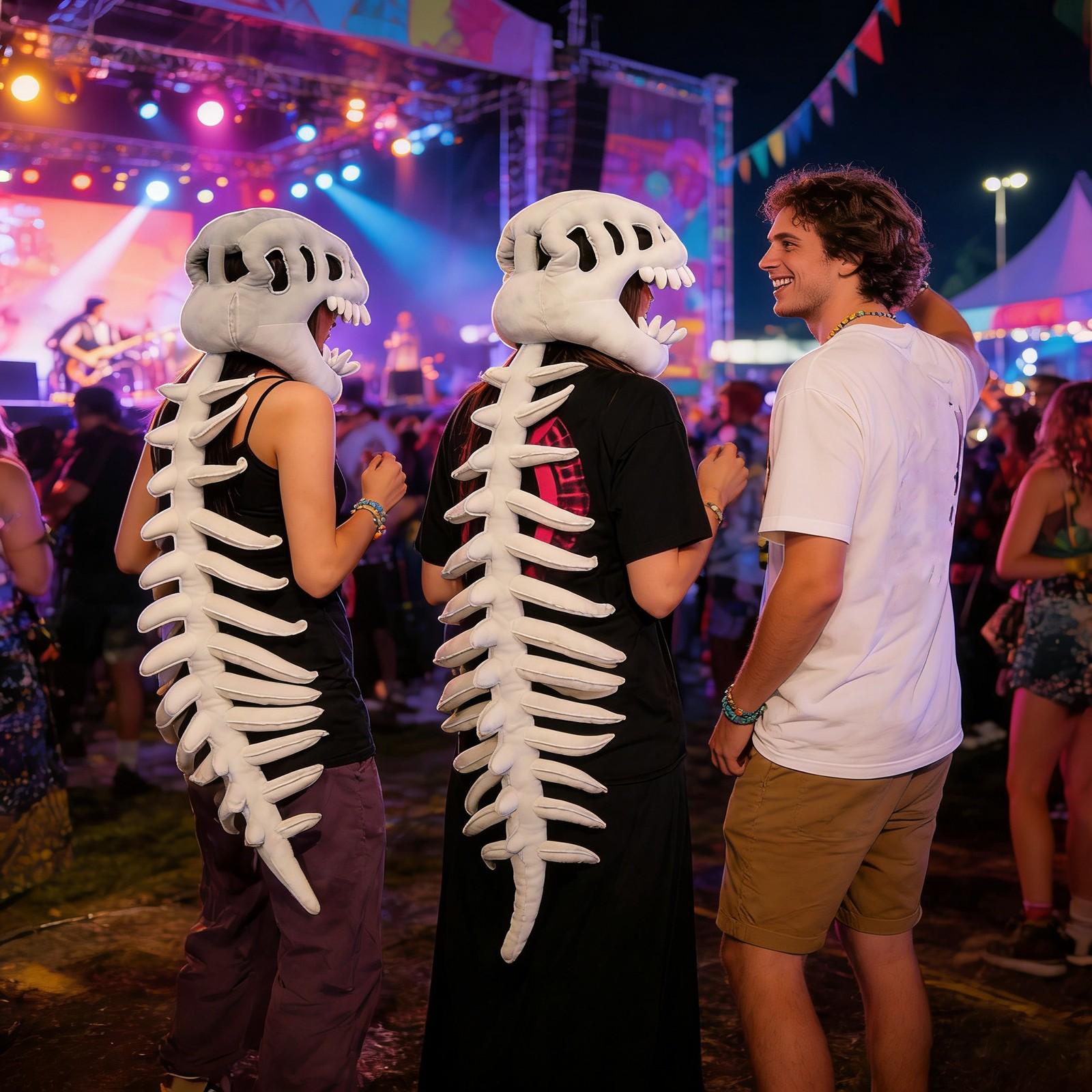 Funny Dinosaur Skeleton Costume Set, Fun Skull Dinosaur Fossil Hoodie, Party Halloween Bone Doll Costume, Perfect Gift Idea