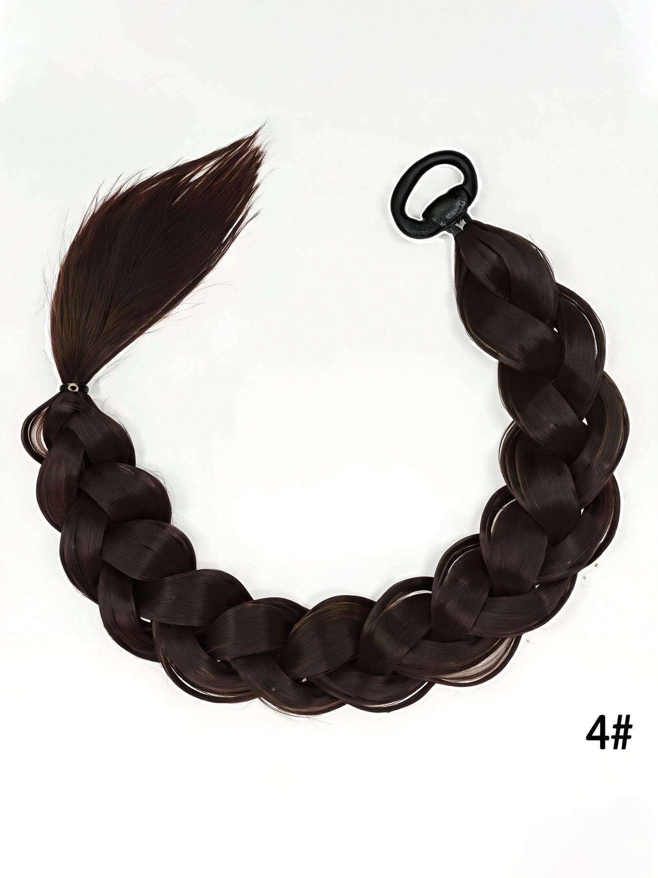 Women's Synthetic Long Twist Braid Ponytail Extension, 24-Inch Rubber Band Wig for Daily Use & Special Occasions, All-Season Hair Accessory, Synthetic Braids, Synthetic Braided Wigs