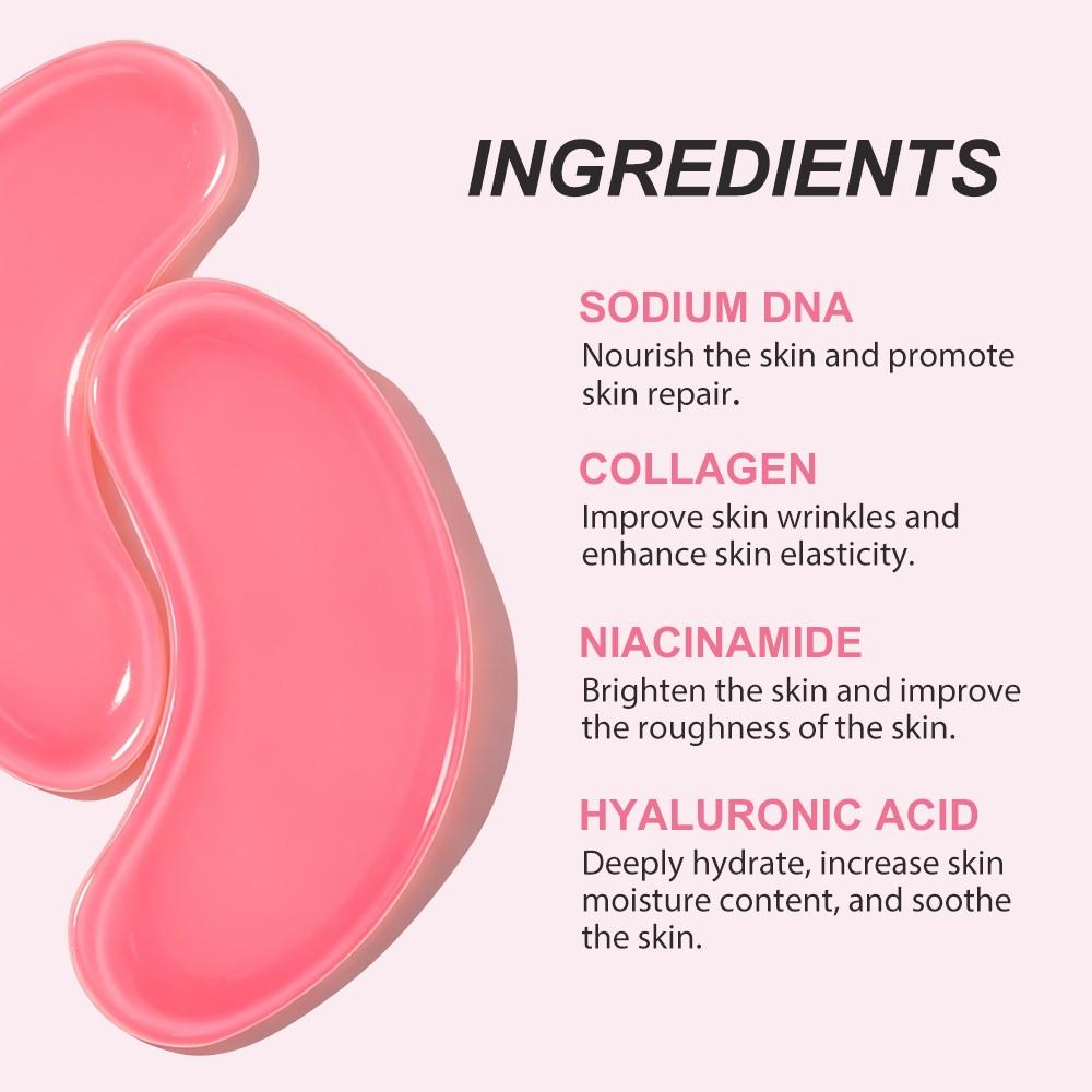 PDRN Pink Collagen Jelly Hydrogel Eye Patches | Glow Boosting, Refreshing for Puffy & Tired Eyes, Reduce Fine Lines, Hydrate & Soothe Skin