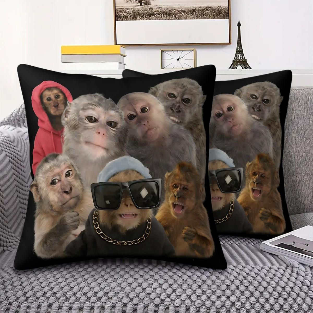 Trending Monkey Throw Pillow, Warm and Whimsical Fun Home Decor Checkered Accent Pillow, for Sofa Pillowcases and Bedding Home Decor Cushion