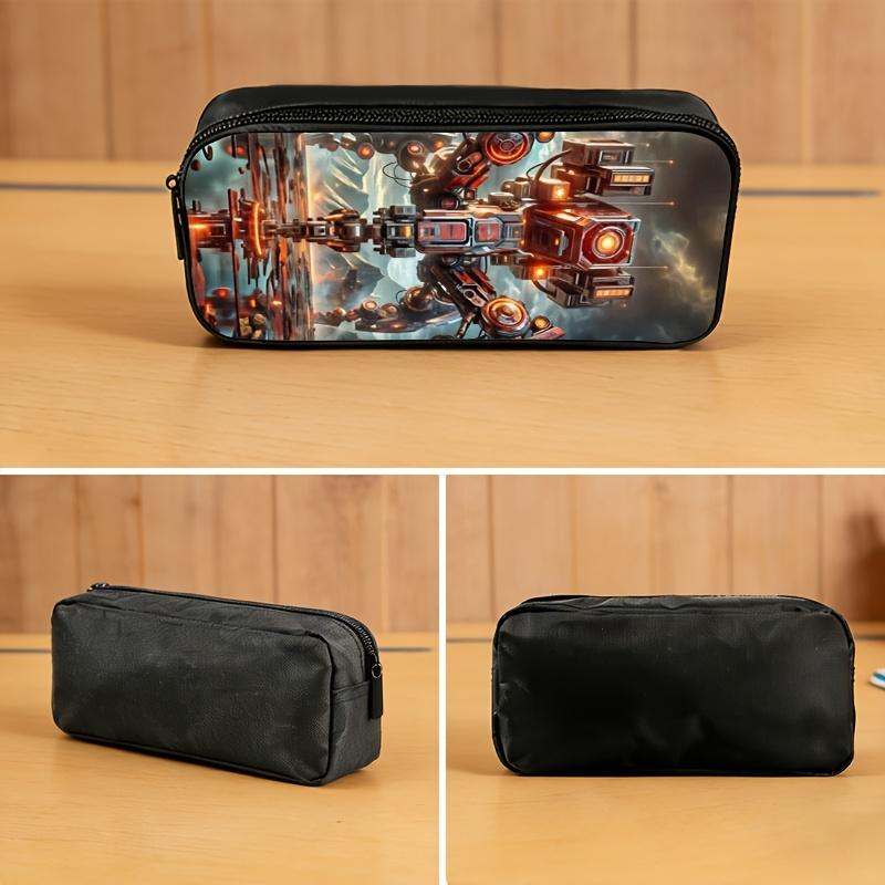 Sci-fi mecha-themed backpacks, handbags, and pencil cases featuring a design of a red heavy mech set against a ruined battlefield backdrop; the high-definition prints are durable and fade-resistant. Features include adjustable shoulder straps and a high-c