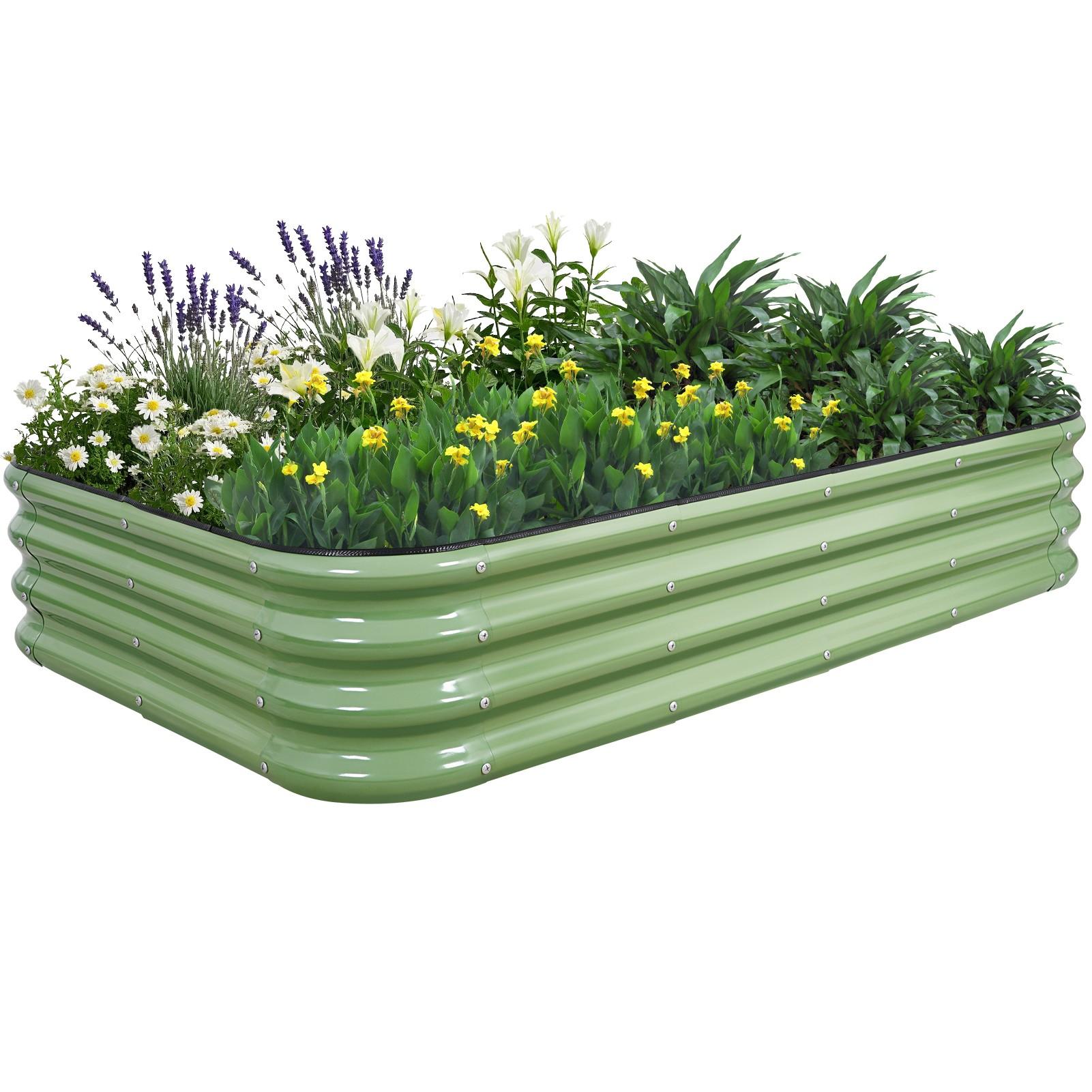 1pc 5x3x1ft Raised Garden Bed Kit, 5-in-1 Modular Galvanized Planter Box, Heavy-Duty Metal Bed for Vegetables/Flowers, Easy Assembly Outdoor Planter for Backyard Patio Lawn