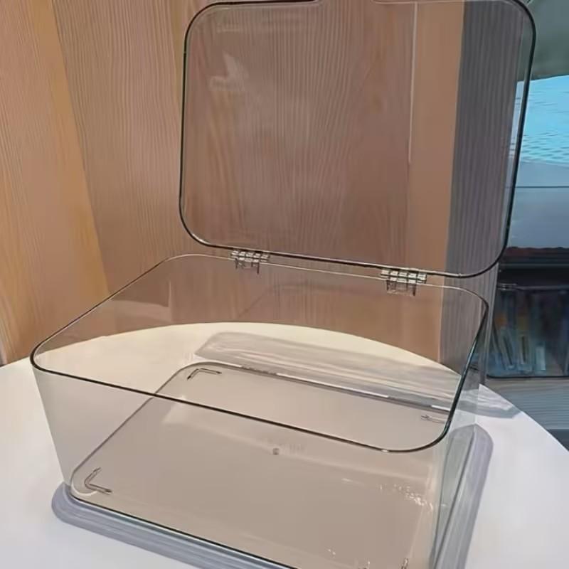 New Transparent Large Capacity Storage Box with Lid, Dust-Proof Stackable Desktop Organizer, Acrylic Multi-Purpose Container