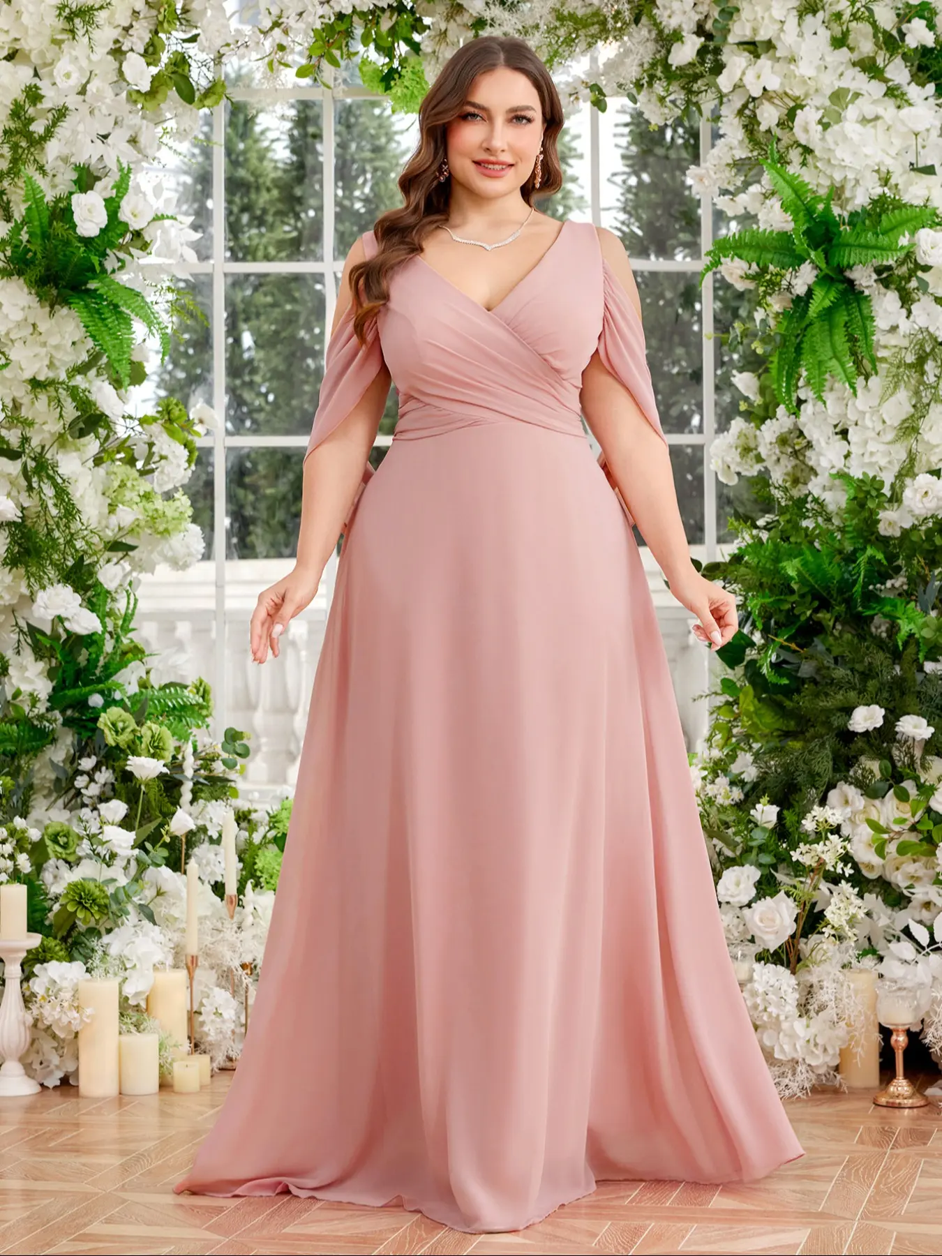v shape dress design Twisted Chiffon V-Neck Dress