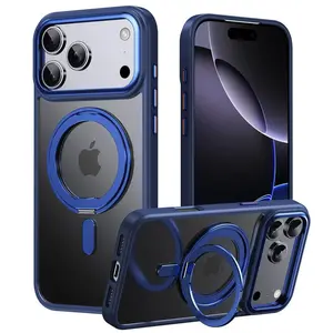 Luxury 360 Rotating Metal Ring Bracket Phone Case For IPhone 17 Air 16 15 Pro Max 14 13 12 11 Magnetic Charging Shockproof Cover