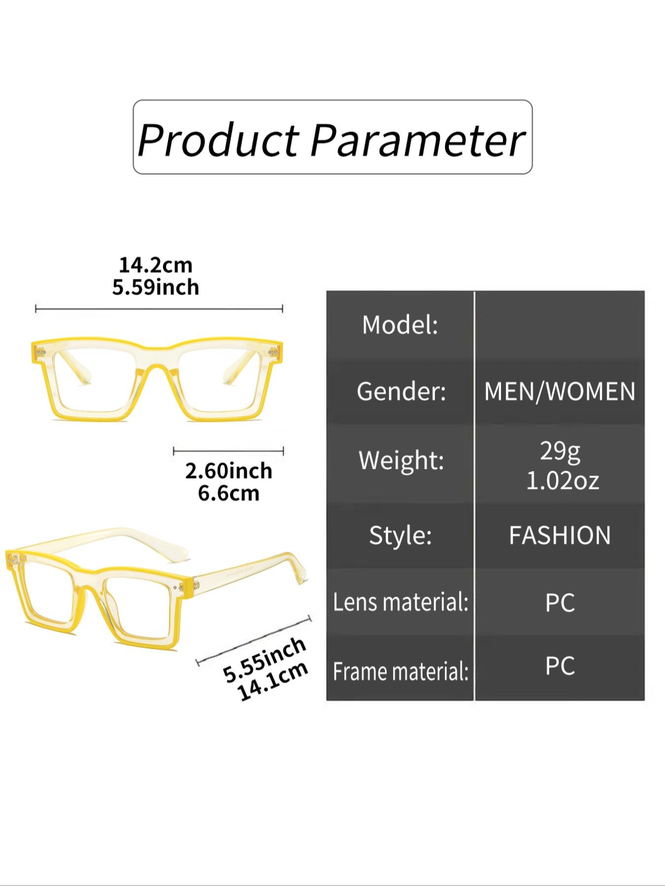 Blue Light Glasses for Men/Women, Square Frame Blue Light Eyeglasses, Summer Travel Essentials, Fashion Eyeglasses for Work, Daily, Perfect for Student, Stylish Square Frames