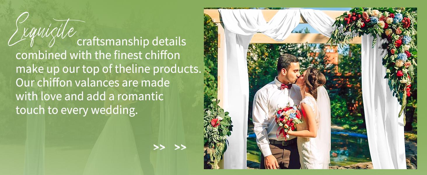 FANI 4 Panels  Sheer Chiffon Wedding Arch Draping Fabric 28inch x 20 ft Each for Ceremony Drapery Ceiling Drapes Party Decor Indoor Backdrops Cortinas decorativas / Telas para decoración