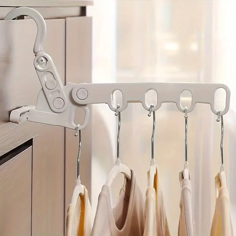 4 piece, portable travel foldable five hole clothes hanger, portable travel hotel indoor clothes hanging tool, dormitory clothes hanging hanger