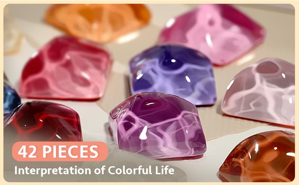 GAOY 42 Pcs Gel Nail Polish Kit, Pink White Red Jelly Nude Colors All Seasons Gel Nail Polish Set with Glossy & Matte Top Coat and Base Coat for Nail Art DIY at Home