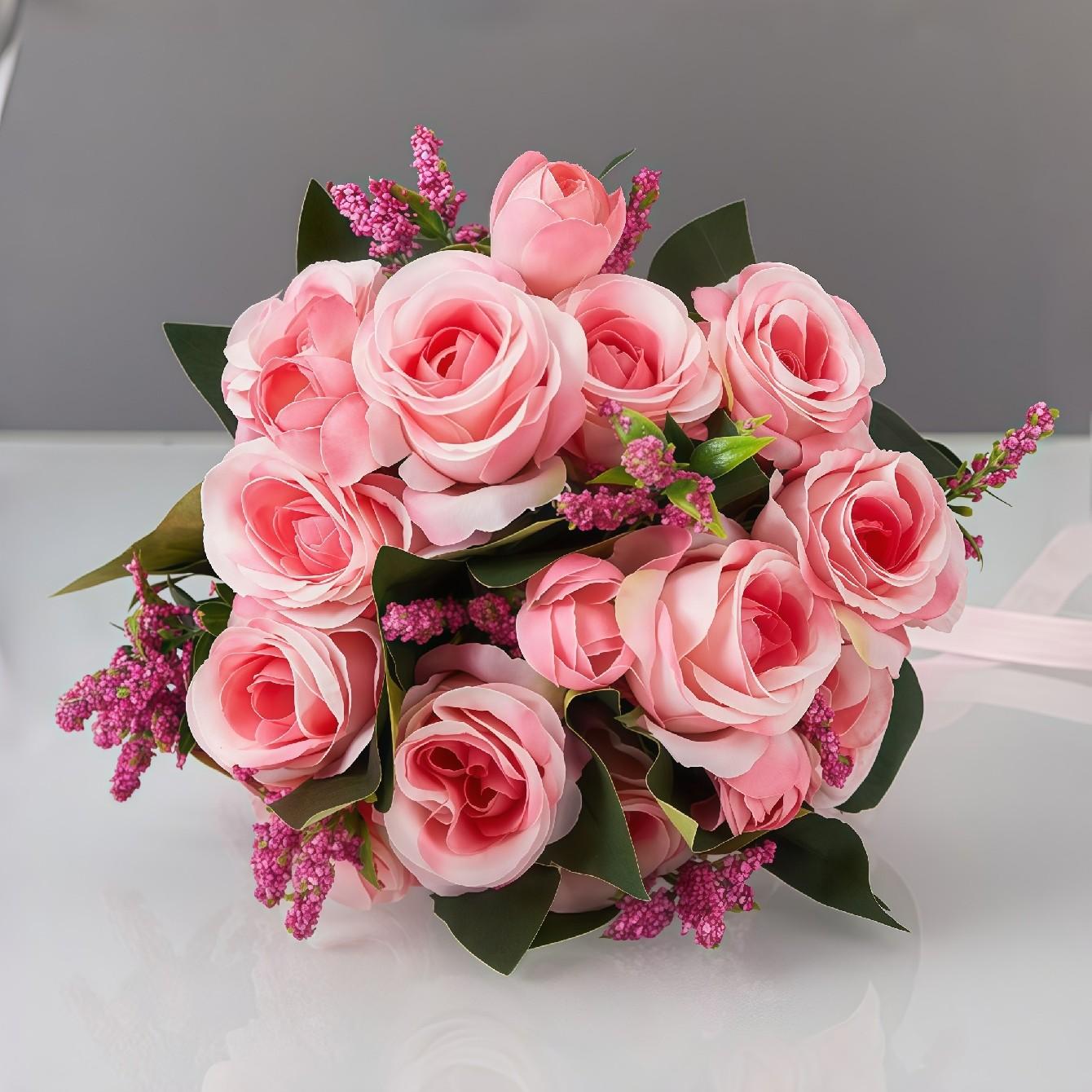 New Simulated Wedding Rose Hand Bouquet, Bridal Hand Flower Arrangement, High-End Wedding Photography Prop, Fake Flowers