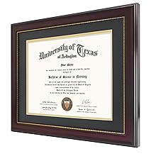 [Graduation Gifts]8.5x11 Diploma Frame with Black over Gold Mat or Display 11x14 Document without Mat, UV Protection Acrylic, Mahogany with Gold Beads
