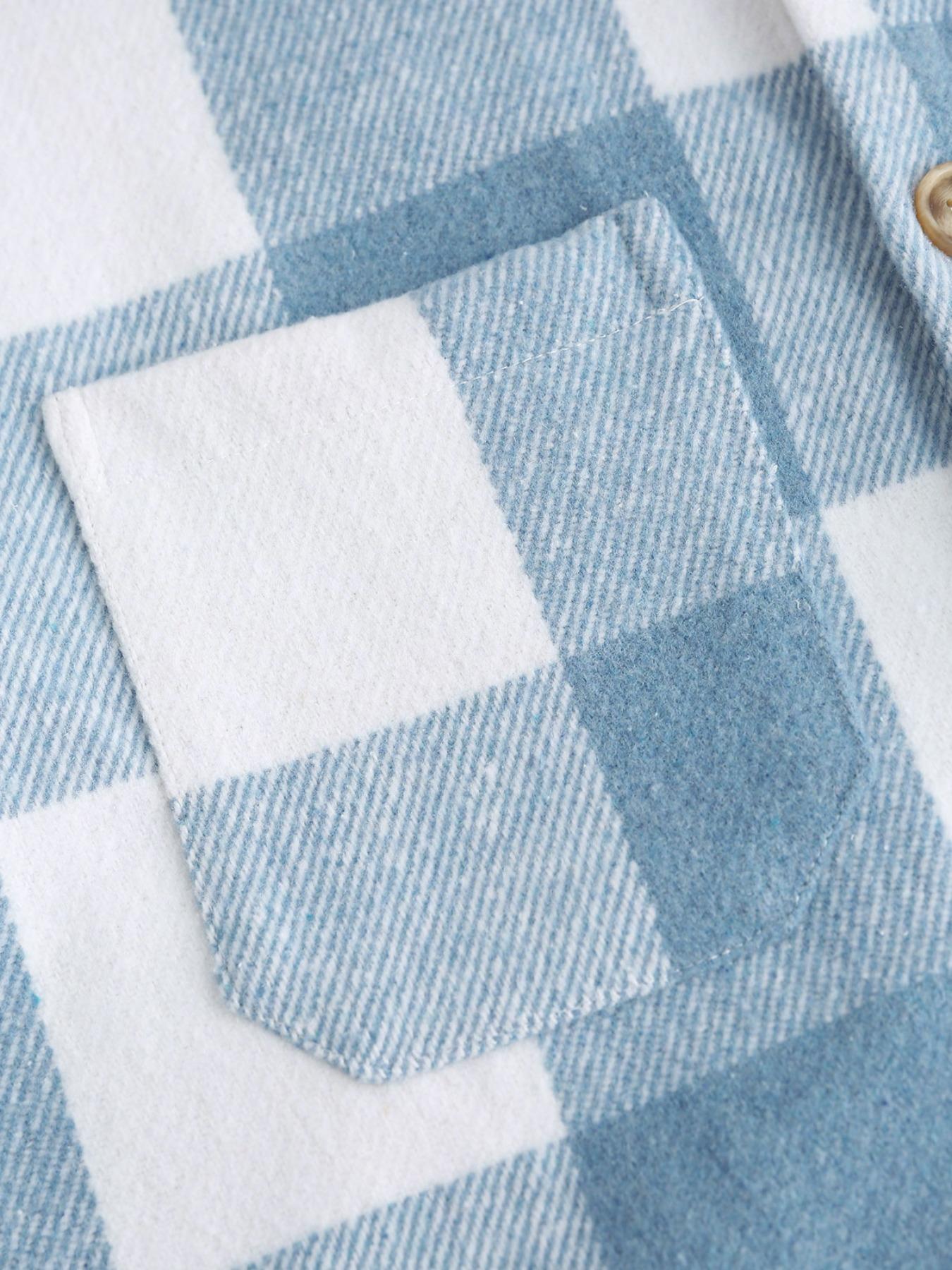 Men's Plaid Print Pocket Button Front Shirt, Regular Fit Casual Long Sleeve Collared Top for Fall & Winter, Men's Clothes for Daily Wear