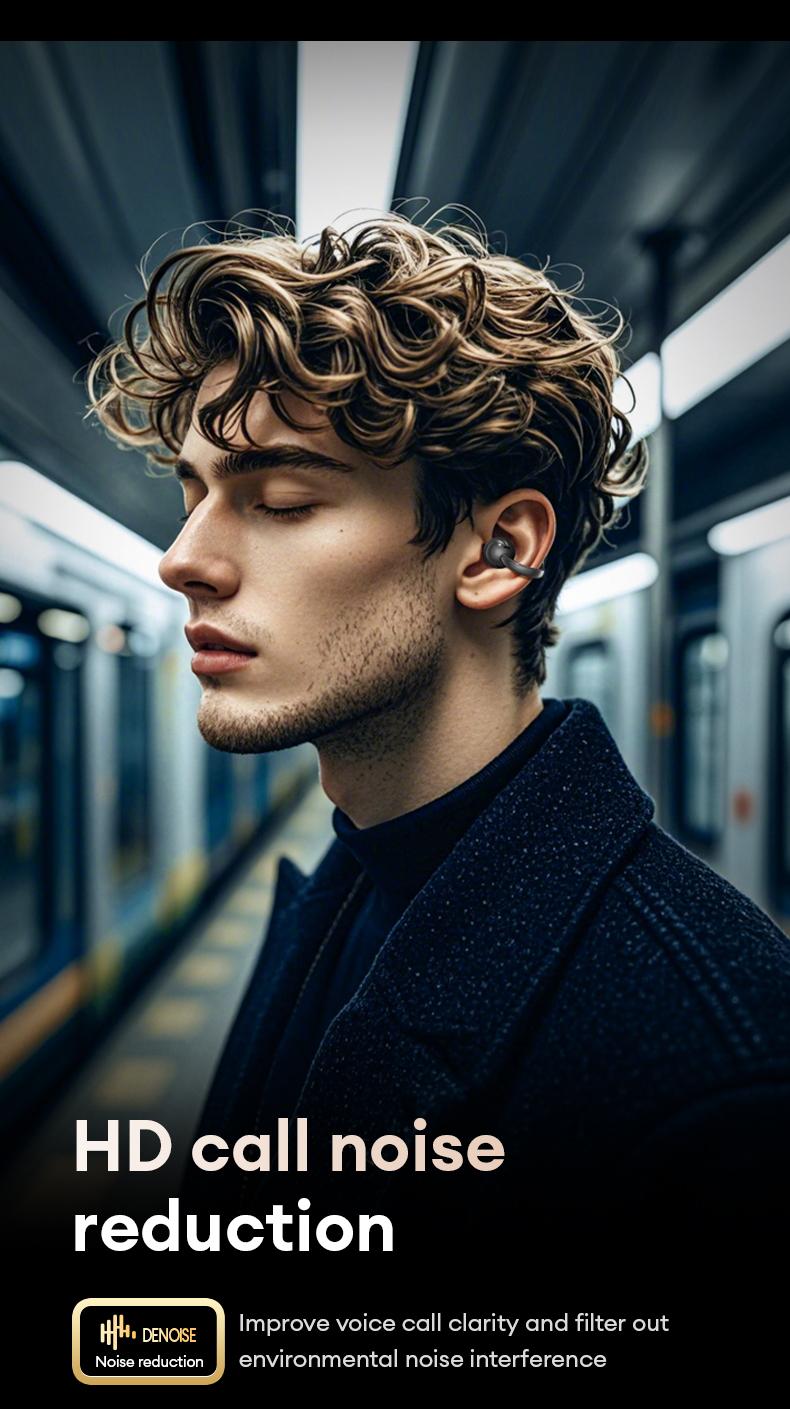 AOC ACD3521 Clip-On Ear Headphones with Real-Time Translation in 169 Languages, Audio-Visual Future Touch Screen, Wireless Headphones for Music & Phone Calls, Sport Waterproof & Sweatproof