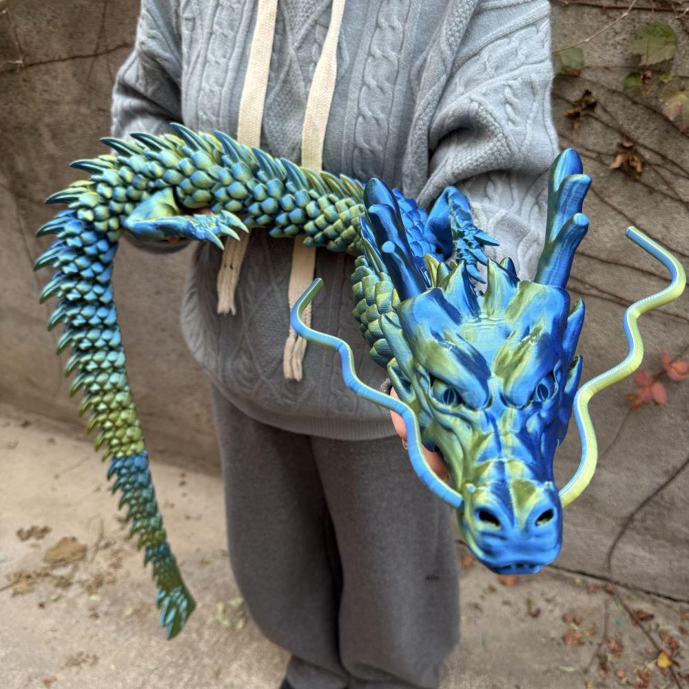 3D Printed 150cm Dragon Model, Giant Chinese Dragon Desktop Decoration, Desktop Statue, Unique Home Office Decor, Ornaments Decoration, Decorative Sculptures, Collectible Figurines, Perfect Holiday Gift, Valentine's Day Present