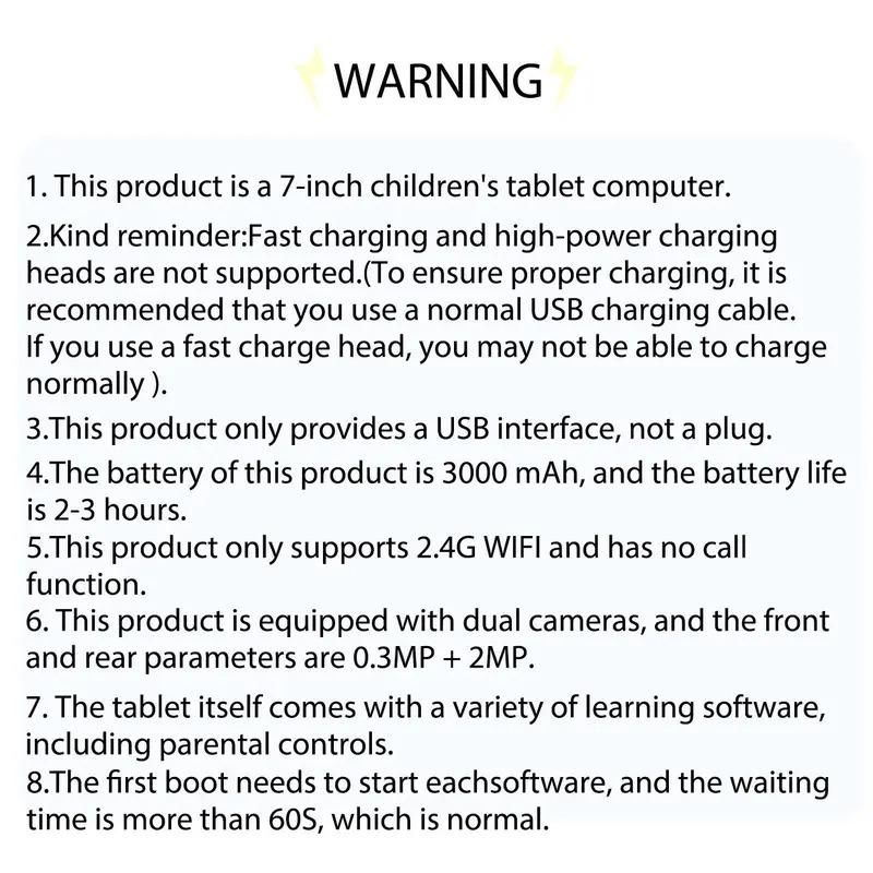 7 Inch Android Touchscreen Tablet with Shockproof Case, WiFi Parental Control, Educational Tablet for Kids, Learning Assistant
