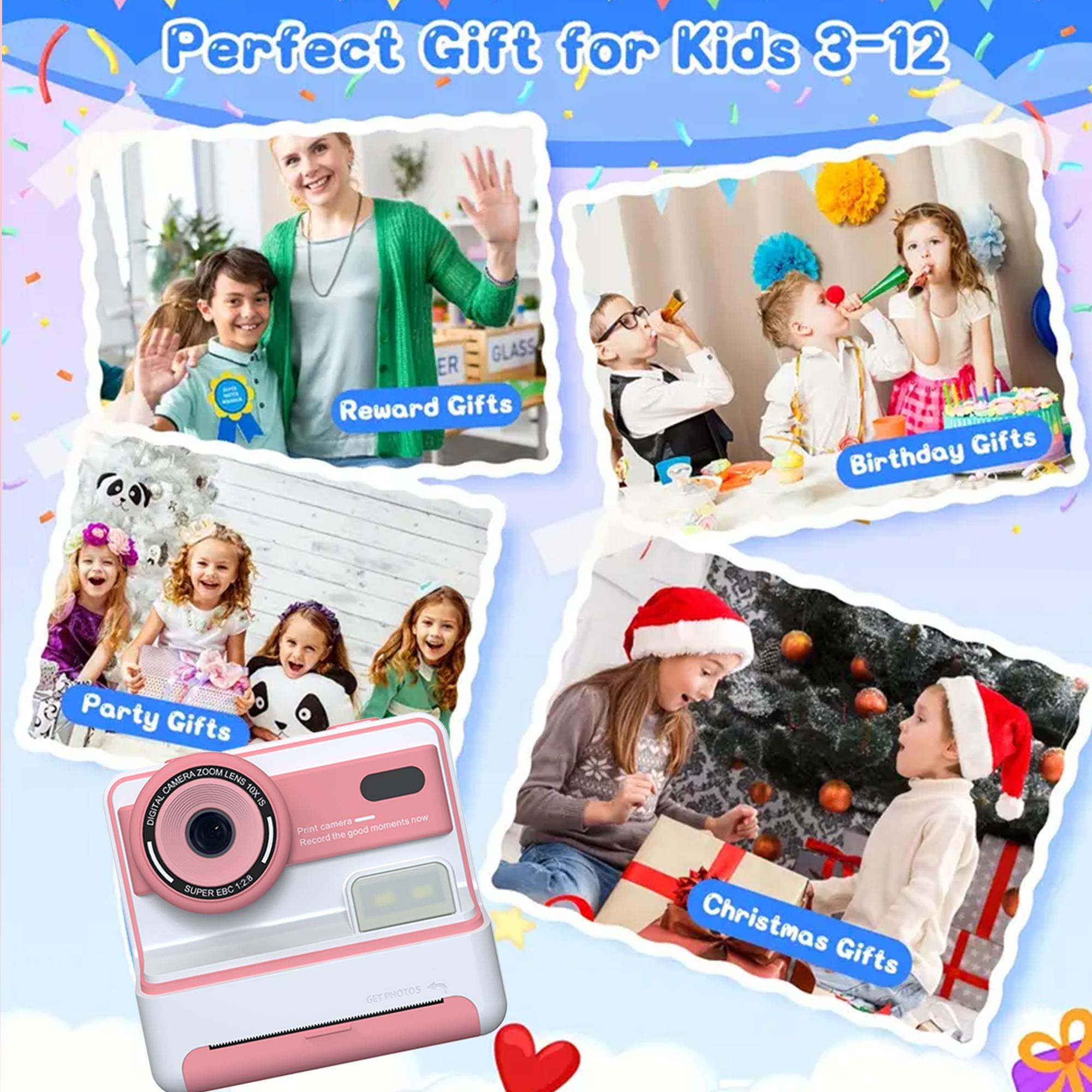New Polaroid Camera, 1080P 2.4-Inch Screen Digital Instant Print Camera with Printing Paper & 32GB Card, Birthday Gift for Kids Aged 3-12