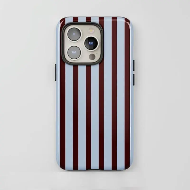 This minimalist striped burgundy and blue striped case features a striking pattern and is a durable, shock-absorbing, and stylish design. Compatible with iPhone 17 Promax 16 Plus 15 14 13 12 11, and Samsung Galaxy S26 Ultra S25 S24 Plus S23 FE.MFL86