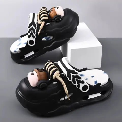 Men's Thick Sole Anti-Slip Hole Shoes, Trendy Cartoon Shoe Flowers, Indoor Outdoor Wear, Home Footwear, Comfortable and Stylish Footwear, Eva Slippers, Non Slip Slippers, Lightweight Slipper, Casual Soft Slippers, House Slippers