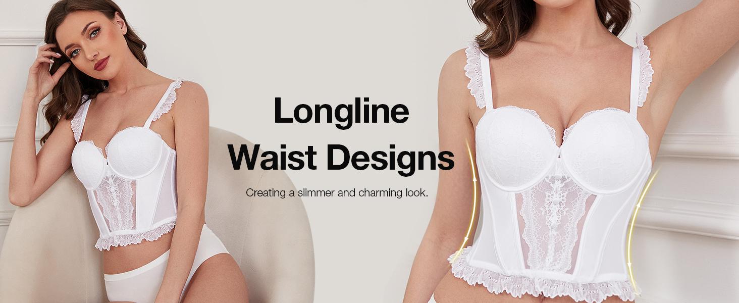 Wingslove Fashion Women's Strapless Bra Longline Lace Bustier Corset Push Up Boned Underwire Sexy Sheer Mesh Lace Trim Low Back Bra Wingslove Fashion Women's Strapless Bra Longline Lace Bustier Corset Push Up Boned Underwire Sexy Sheer Mesh Lace Trim Low Back Bra