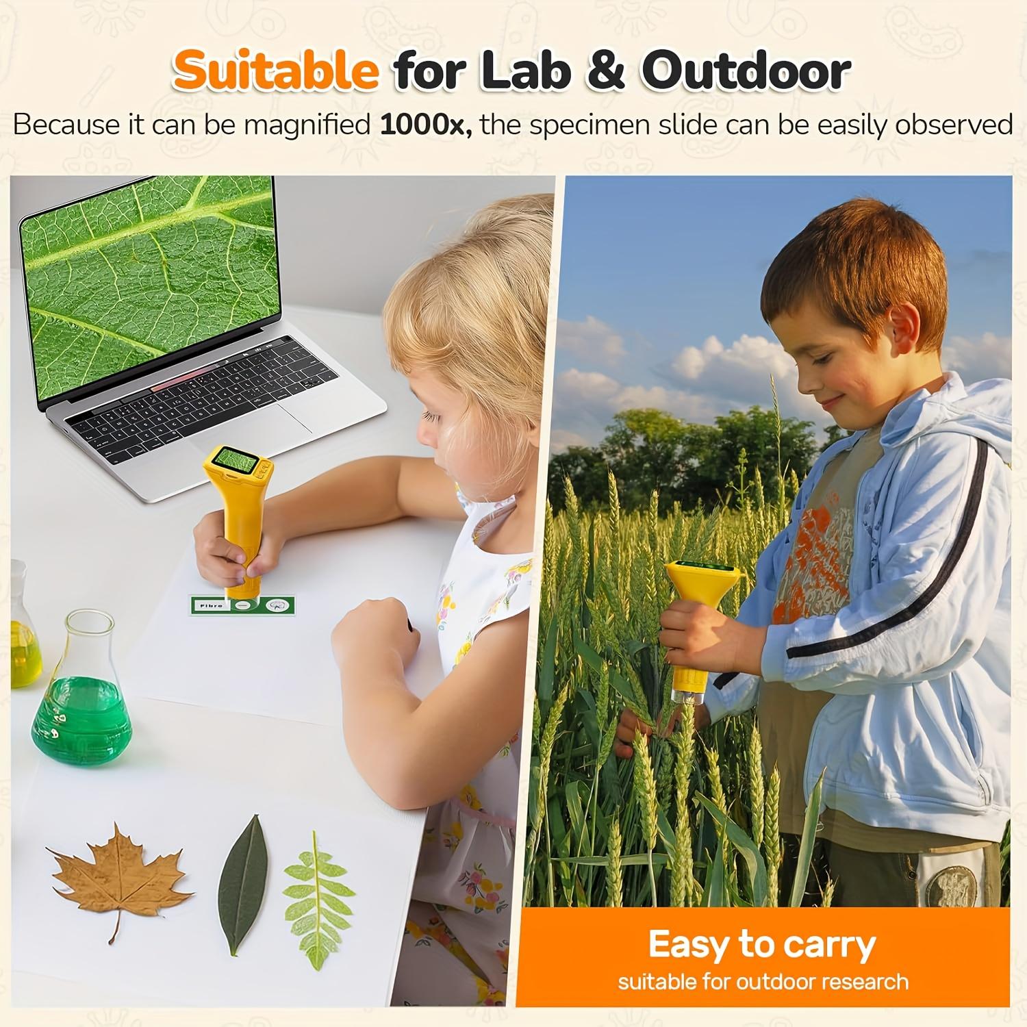 Portable Microscope for Kids and Adults, Mini Handheld Digital Microscope, USB Digital Microscope, IPS Screen Electronic Magnifier, 8 Adjustable LED Lights