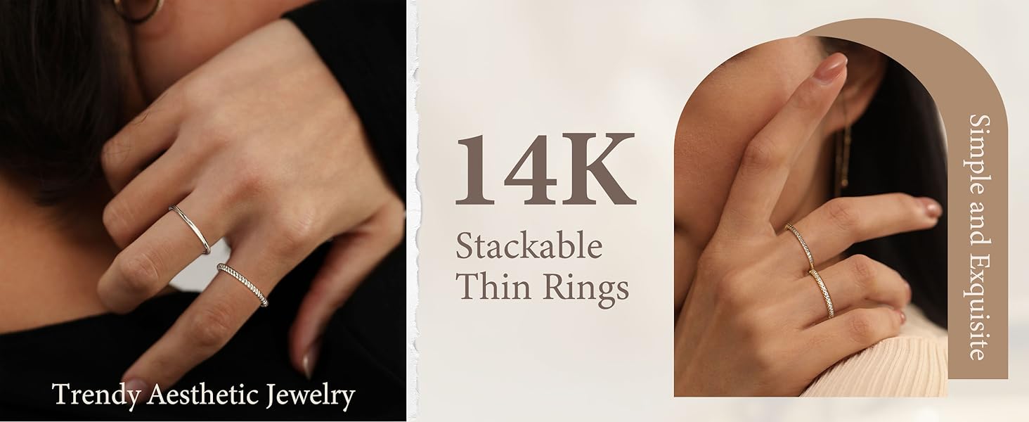 Women's Stackable Rings, Minimalistic Design, Non-Tarnish Cz Material, Cubic Zirconia Rings, Sizes 5-10, Stylish & Versatile Jewelry