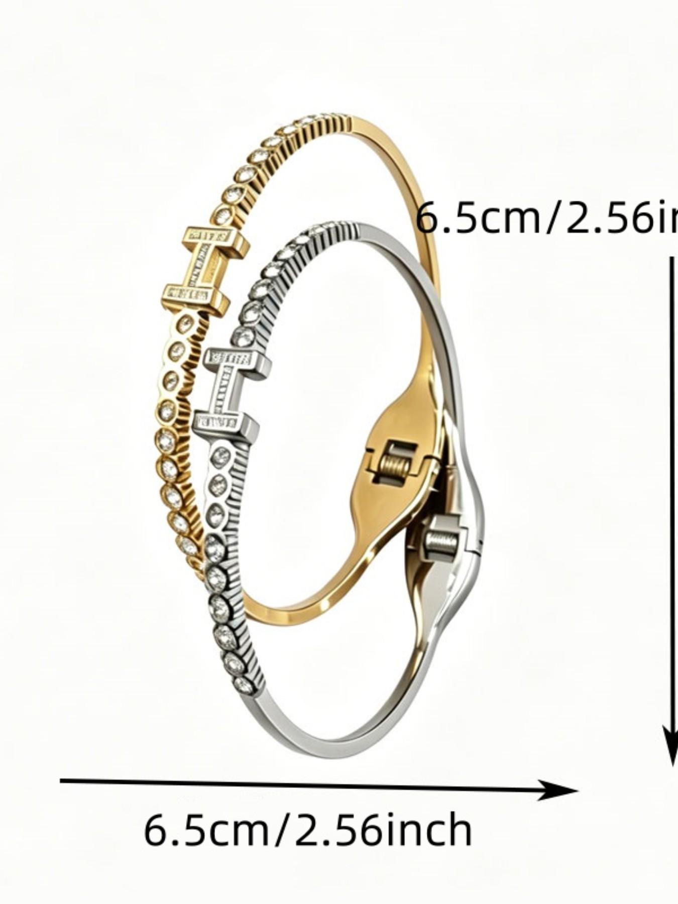 Fashion Minimalist Cold Shoulder Bracelet, European H Letter Dual Color Titanium Steel Bangle, Ideal for Women's Daily Wear, Parties, Gifts