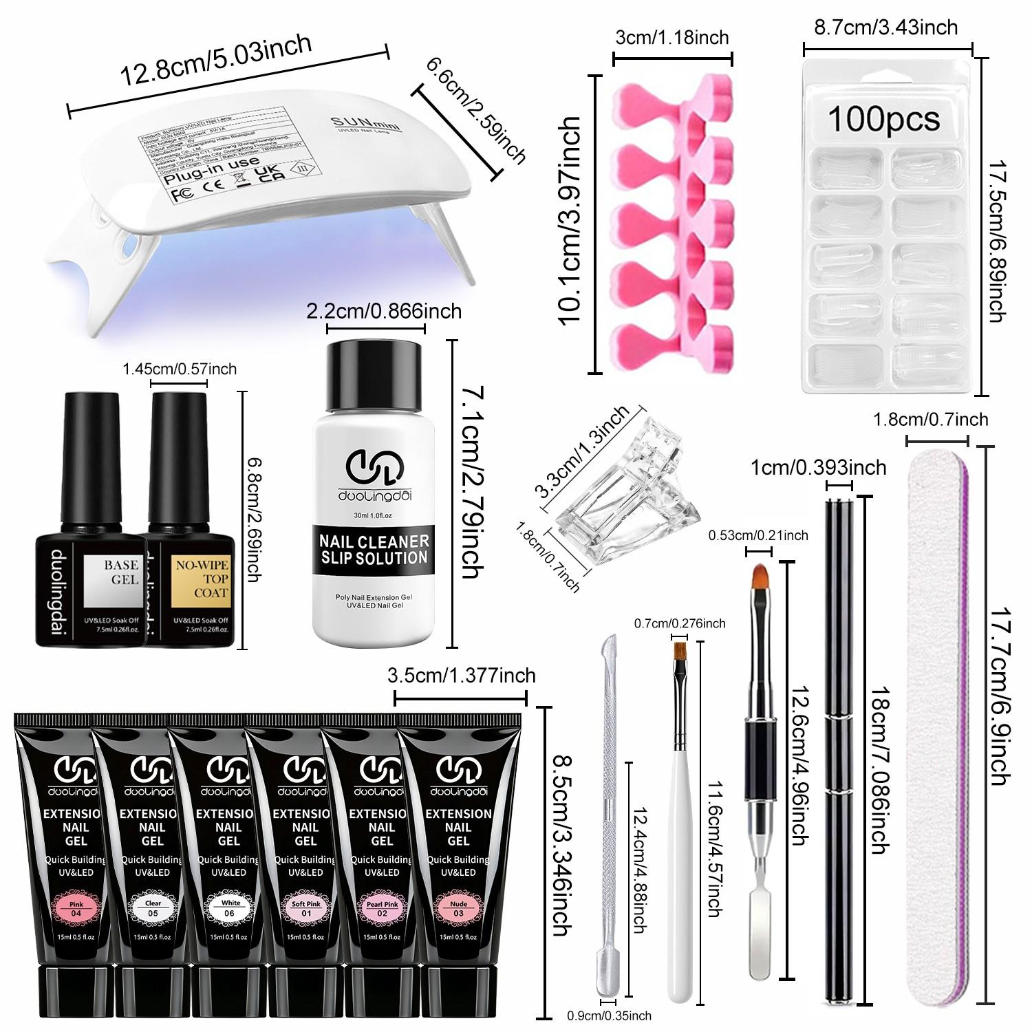 Professional Poly Gel Nail Kit, 1 Set 6-Color Poly Nail Gel Set with UV Lamp for Nail Extensions, Beginner-Friendly Gift Set for Women