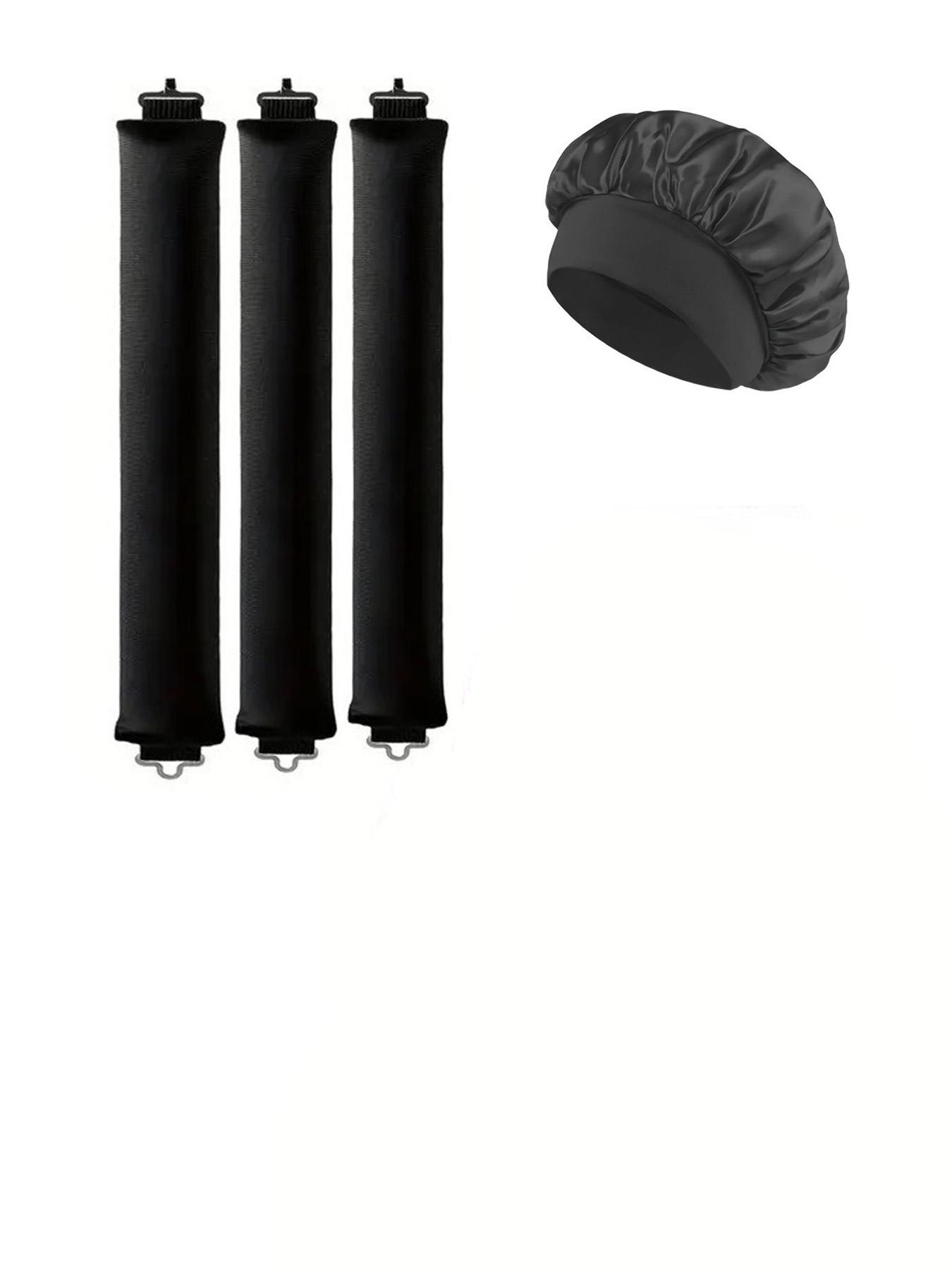 4pcs Curling Hair Set, Satin No-Heat Hair Curlers, Hair Curling Wand And Curling Iron, Suitable For Overnight Use, High Rebound Rubber Filling, Softer And More Durable,Hair Curlers,Curly Hair Brush,Rollers,Curly Hair Products No Damage Brushed Fabric Gift