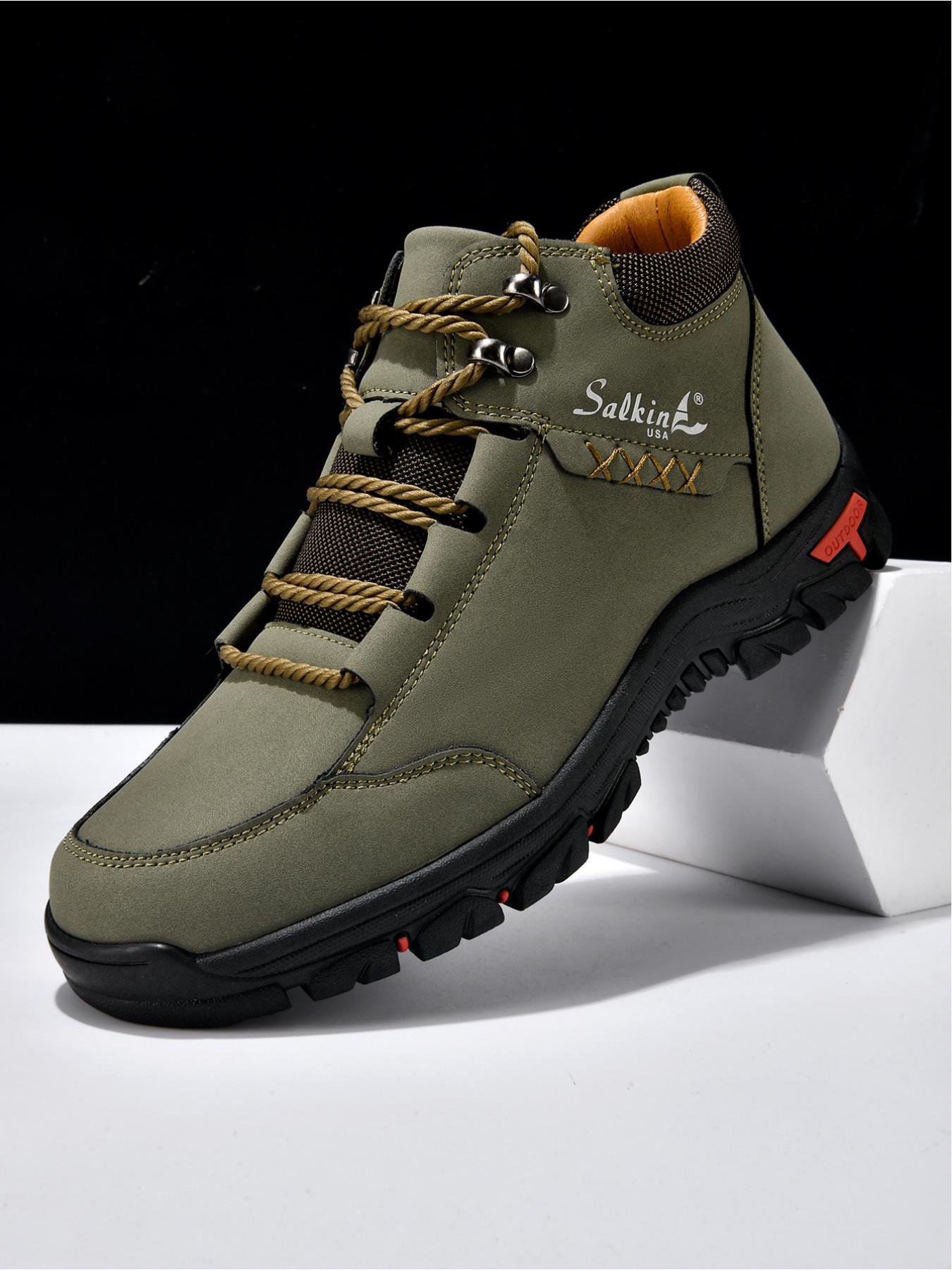 Men's High-Top Outdoor Hiking Boots, Non-Slip Wear-Resistant Work Boots, Lightweight Casual Trekking Shoes