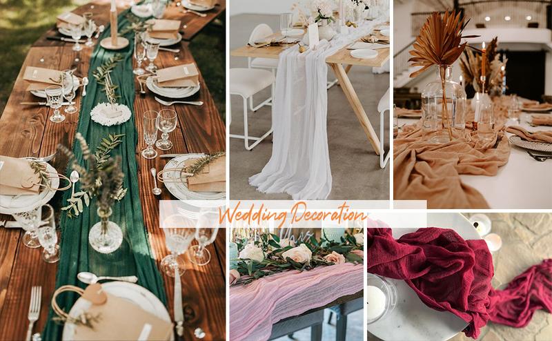 24/30-Pack 10FT Soft Gauze Cheesecloth Table Runners – Reusable Boho Rustic Decor for Weddings, Valentine’s Day, Baby Shower, Bridal Shower, Birthday Parties, Romantic Dinners & Trendy 2026 Event Table Setup