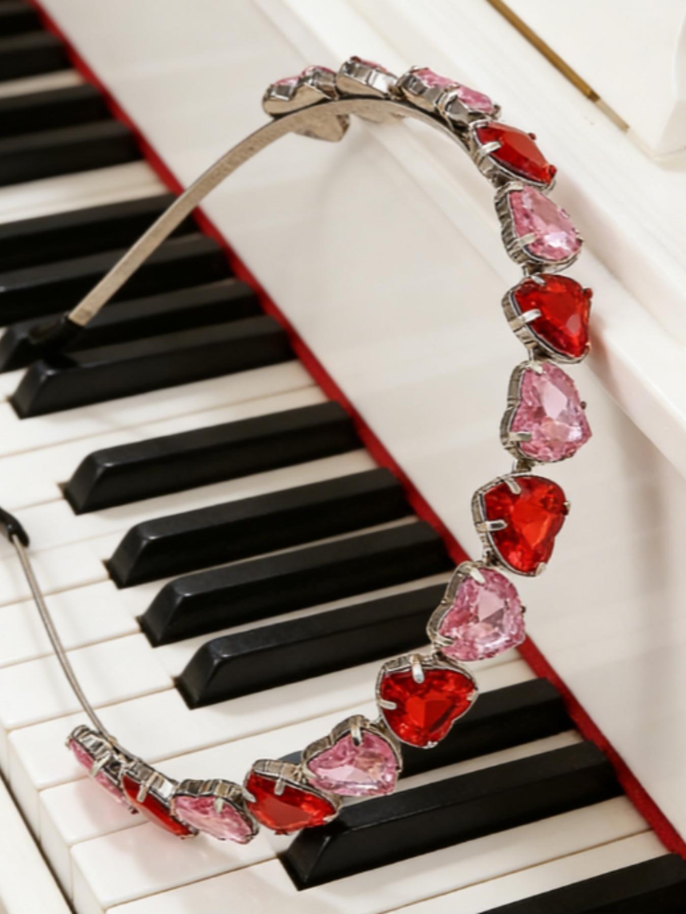 Heart Gemstone Rhinestone Headband for Women - Sparkling Valentine's Day, Mother's Day & Christmas Gift, Bridal Party Hair Accessory, TikTok Viral Coquette & Fairycore Aesthetic, Elegant Date Night and Daily Wear Hairband