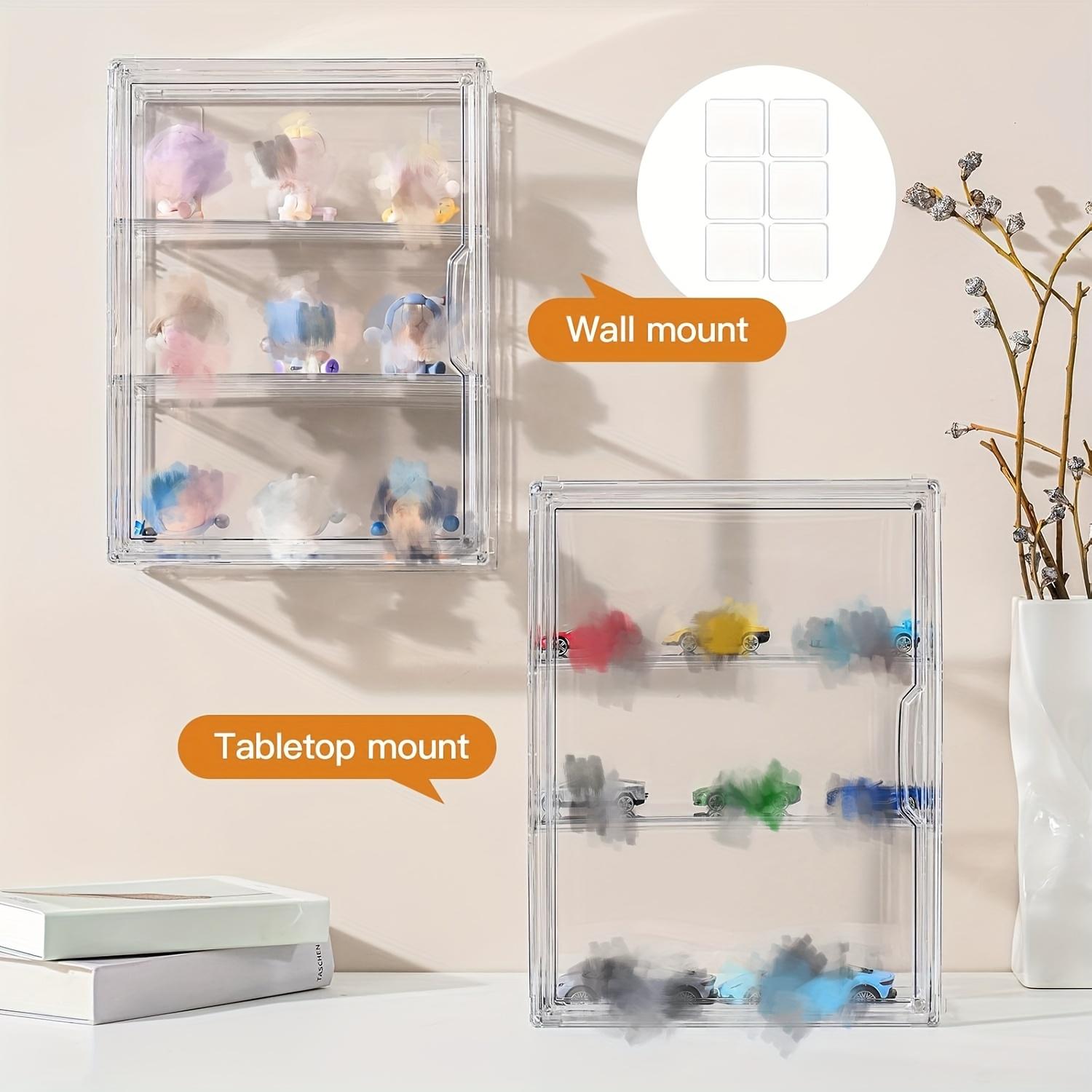 14.17 Inch Large 3-Tier Acrylic Display Case with Removable Dividers & Magnetic Door, Dustproof Organizer for Collectibles, Figures & Mini Models, Neat & Space-Saving