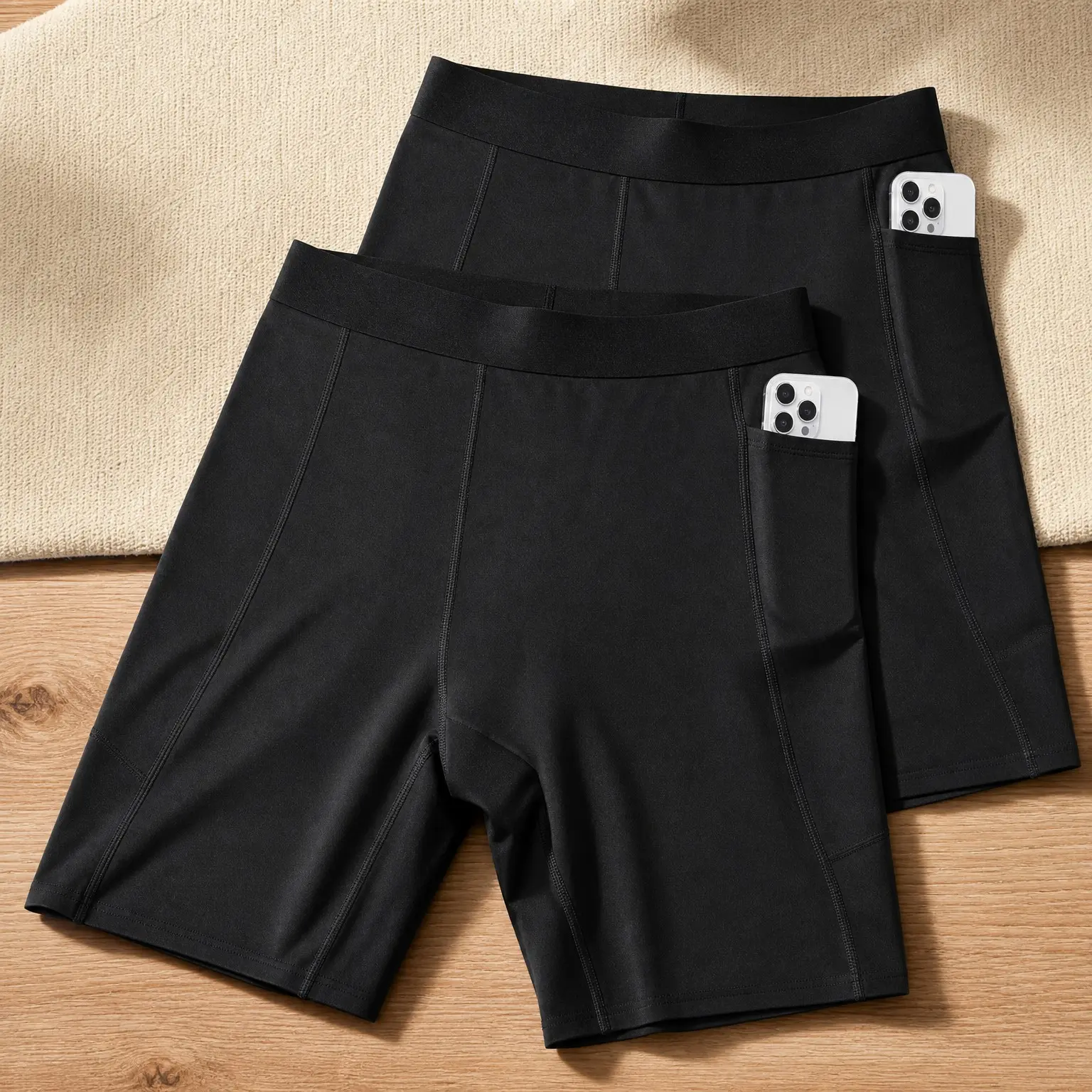 Men's 2-Pack Compression Shorts with Pockets - 9" Performance Spandex Underwear for Sports, Athletic Workouts, Running Base LayerGift