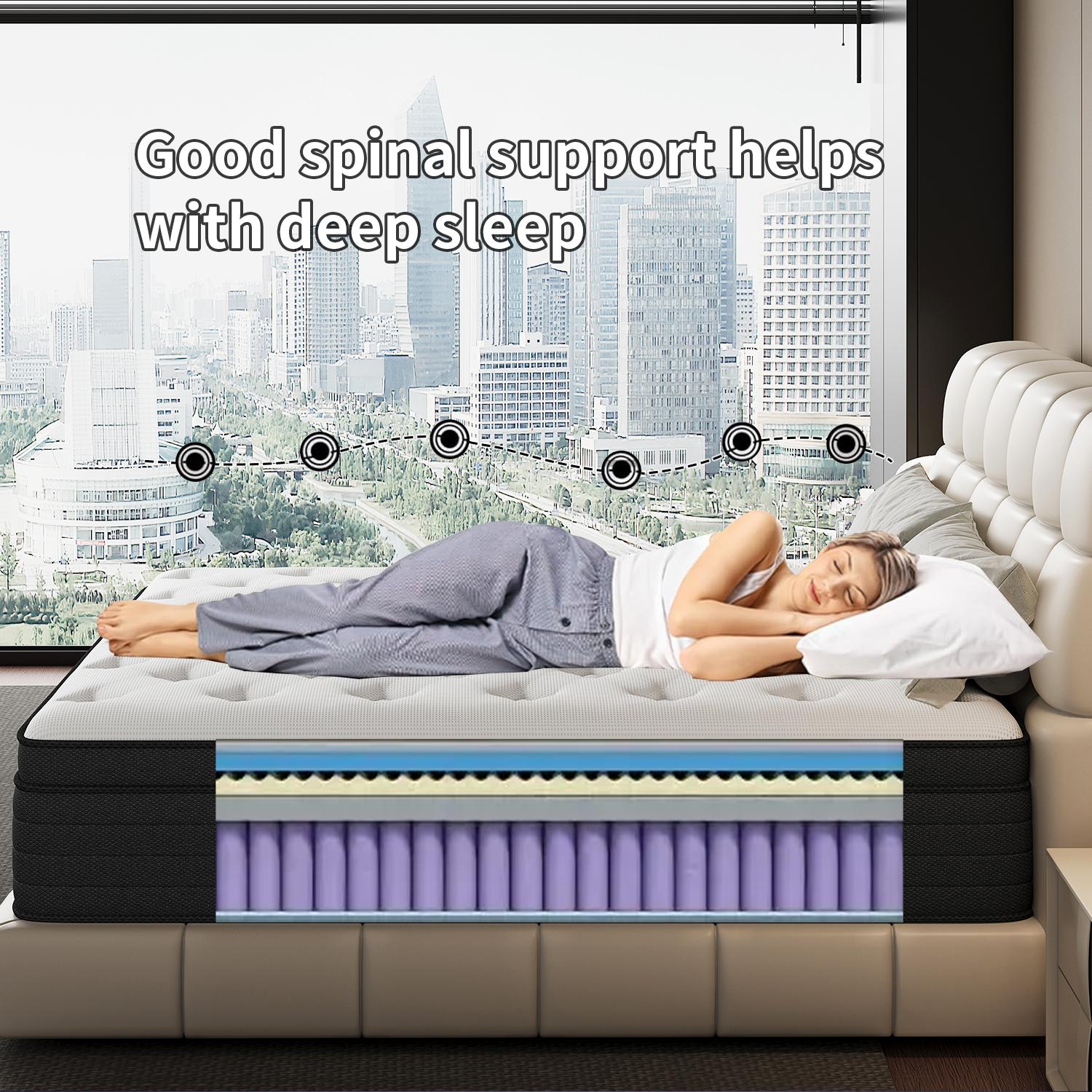 LODEIJA   8/10/12/14 Inch Twin,Full,Queen,King Mattress Gel Memory Foam & Innerspring for Motion Isolation Edge Support Breathable Design Medium Firm Comfort