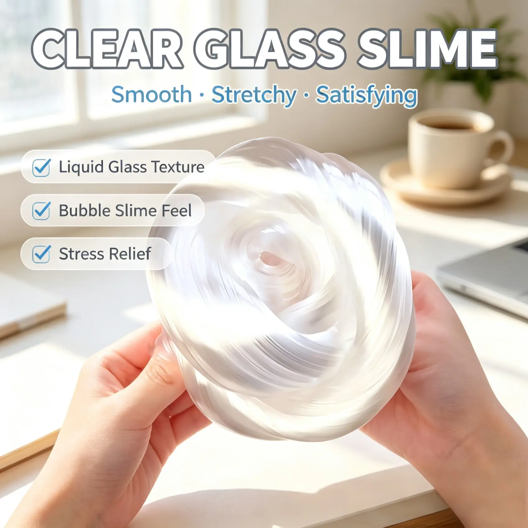 Non-Newtonian Fluid Liquid Glass Bounce Clay DIY Slime Crystal Mud, Ultra Transparent Ice Cube Stress Relief Toy, Boxed Set