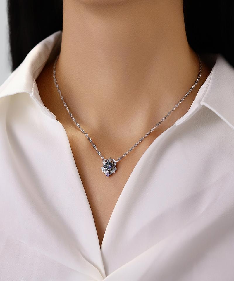 【Zodiac Pendant Necklace】Star Sign 1CT Synthetic Moissanite Zodiac Necklace 1.66mm Italian Rope Chain in 925 Sterling Silver Special Gift Package Birthday/AnniversaryGift for Women