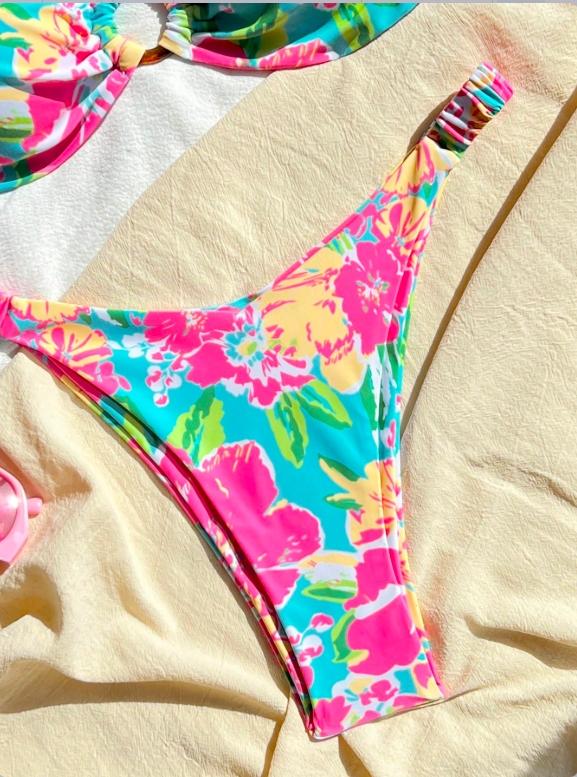 2026 Women’s Colorful Tie-Dye Strapless Bikini Set, Removable Straps and High-Waisted Thong, Perfect for Beach and Pool Parties