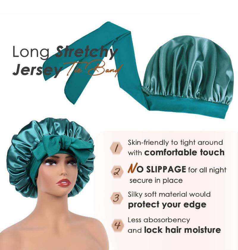 Sunny hair elastic ribbon bowknot imitation silk sleeping cap with wide brim beauty and hair care