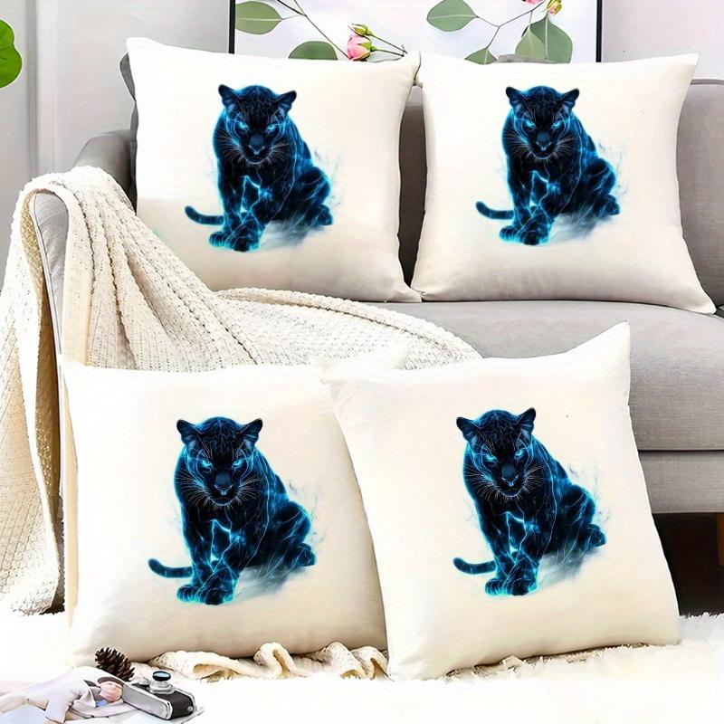3-Pack Blue Leopard Print Heat Transfer Stickers, DIY Iron-On Patches for T-Shirts, Pillows, Washable Plastic Decals for Clothing and Bags