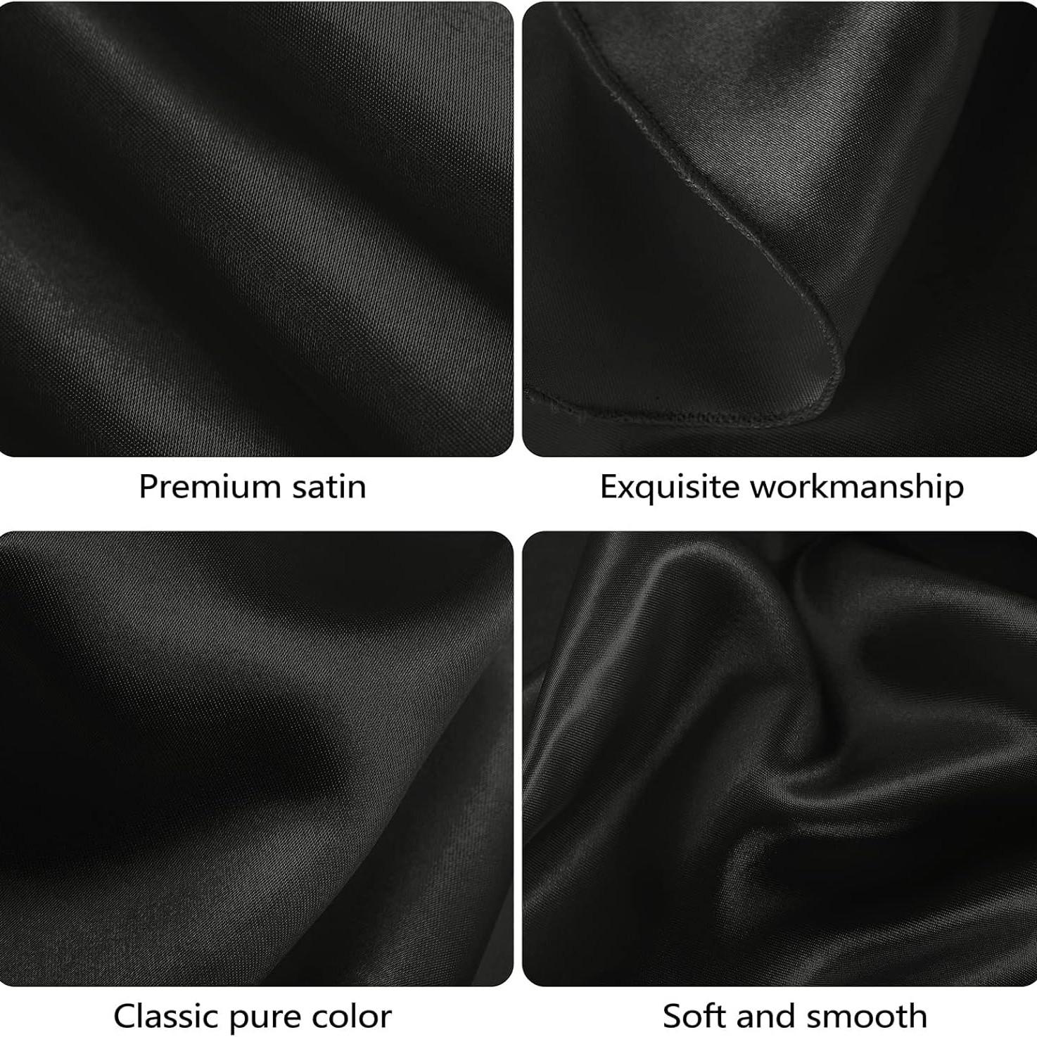 Black Shiny Satin Tablecloth, Luxurious Smooth Silky Satin Table Cloth, Elegant Table Cover for Wedding Reception, Birthday Party, Hotel Event Decoration, Rectangle Round Table Use