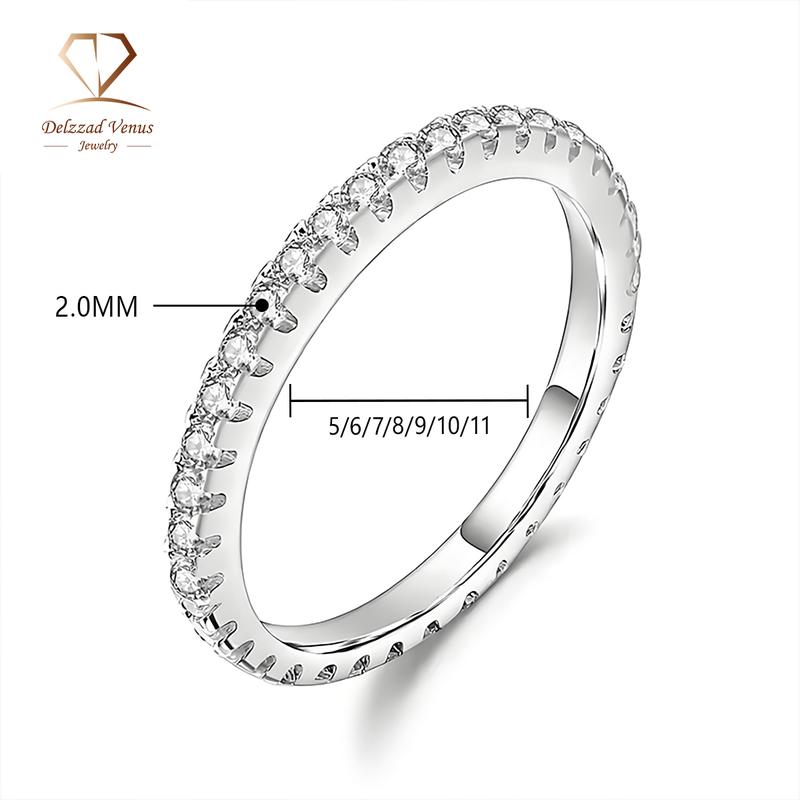 Delzzad S925 VVS Synthetic Moissanite Stackable Eternity Ring Perfect Birthday Mother’s Day Gift for Men Women Wedding Set