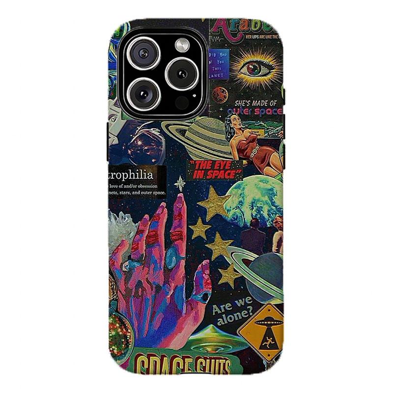 Alien & UFO Collage Phone Case | Retro Y2K Grunge Aesthetic , For iPhone 11 12 13 14 15 16 17 Pro Max For Samsung S26 S25 S24 S23 S22-Gift For Her/Him/Anime lovers