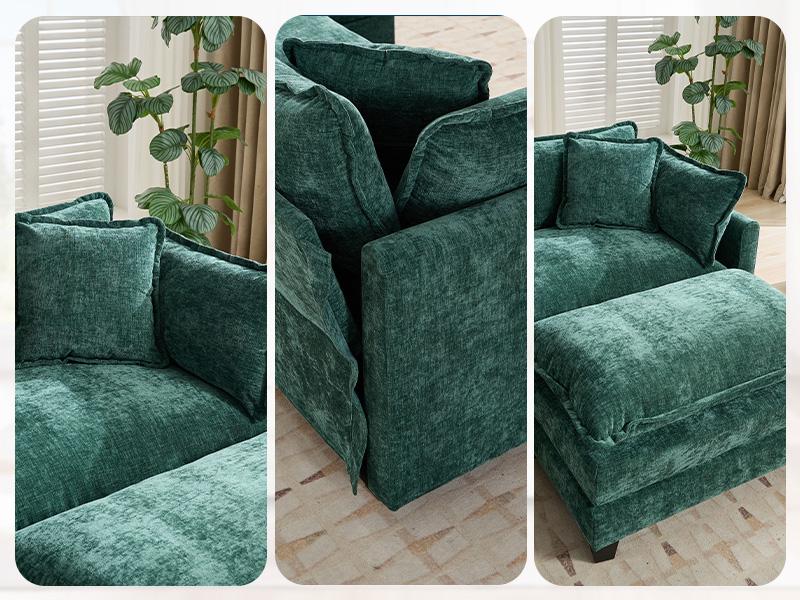 Modular Sectional Cloud Sofa Set,Chenille Sectional with pillows ,Convertible sofa for Living Room & Apartment