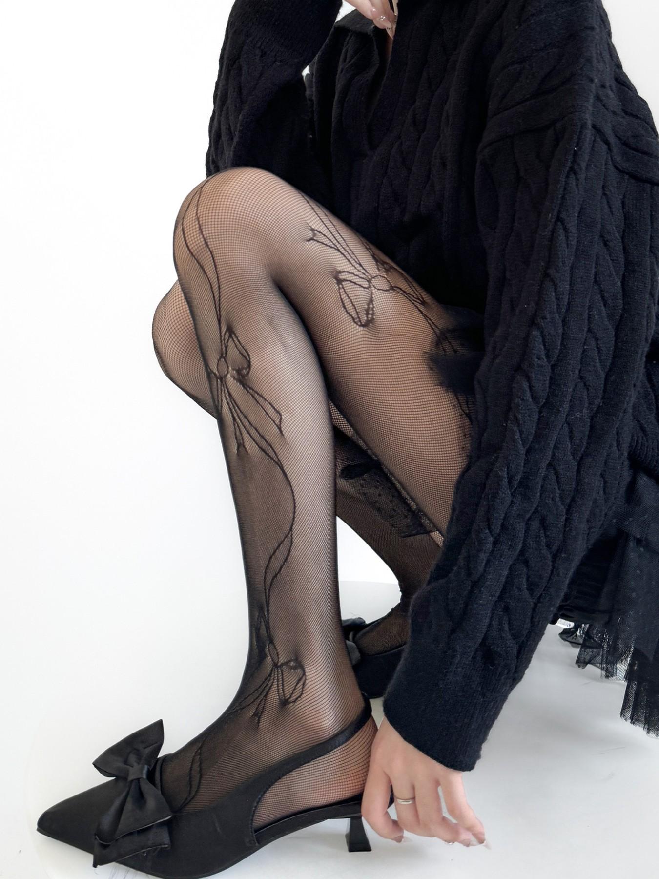 French Vintage Floral Mesh Stockings, Summer Thin Bottom Pantyhose, Sexy Anti-Slip Fishnet Socks, Slimming, Casual Wear