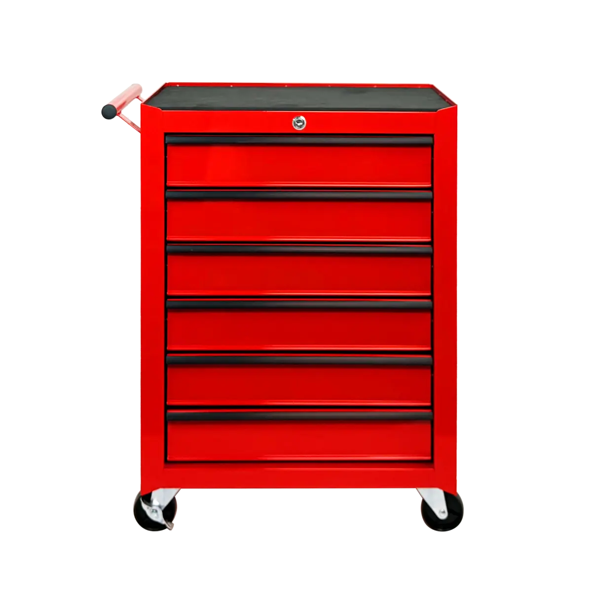 20" Quiet Utility Rolling Metal Tool Chest - 6-Drawer Steel Storage Organizer with Ball Bearing Drawer Slides, Red for Garage DIY, Tool Organization, Workshop Setup